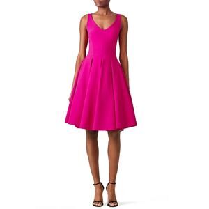 Chiara Boni Corie Fit Flare Pink Dress V Neck Cocktail Elegant Dress Size IT 46
